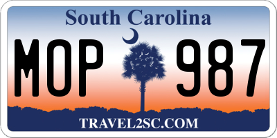 SC license plate MOP987