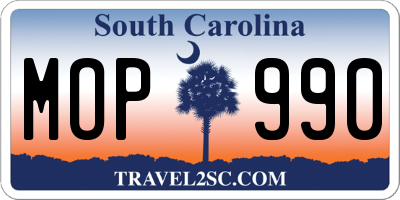 SC license plate MOP990