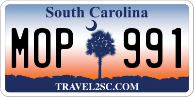 SC license plate MOP991