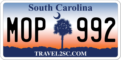 SC license plate MOP992