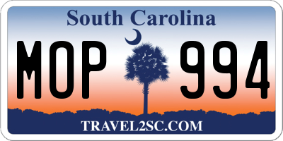 SC license plate MOP994
