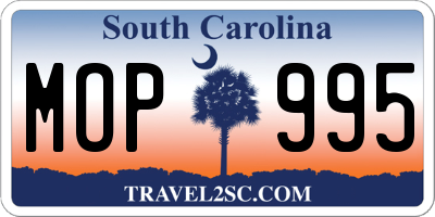 SC license plate MOP995