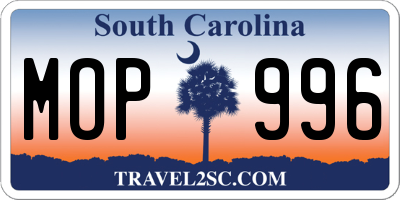 SC license plate MOP996