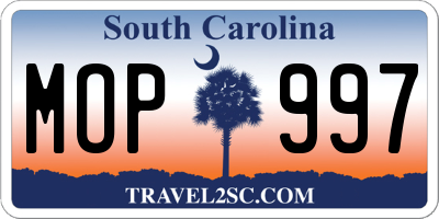 SC license plate MOP997