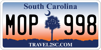 SC license plate MOP998