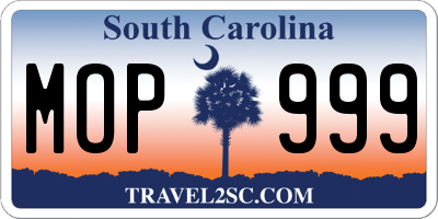 SC license plate MOP999