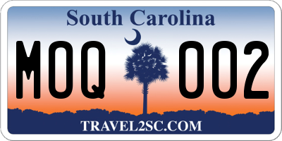 SC license plate MOQ002