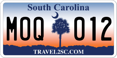 SC license plate MOQ012