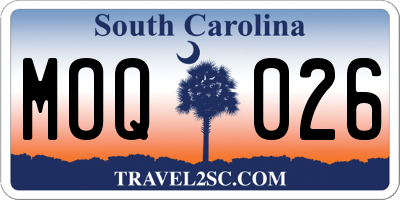 SC license plate MOQ026