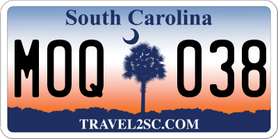 SC license plate MOQ038