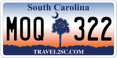 SC license plate MOQ322