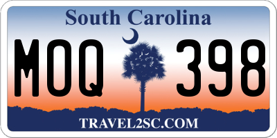 SC license plate MOQ398