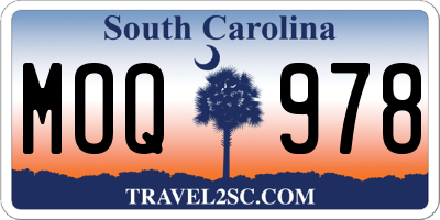 SC license plate MOQ978