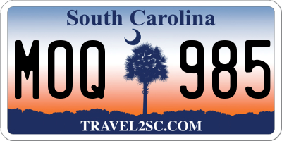 SC license plate MOQ985