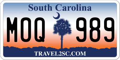 SC license plate MOQ989