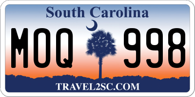 SC license plate MOQ998