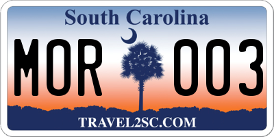 SC license plate MOR003