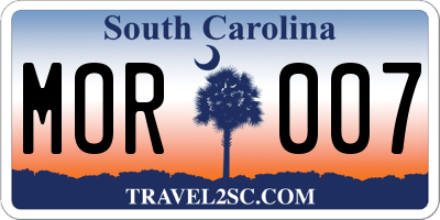 SC license plate MOR007
