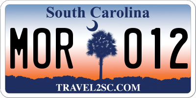 SC license plate MOR012