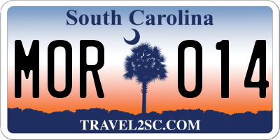 SC license plate MOR014