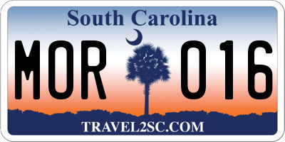 SC license plate MOR016