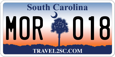 SC license plate MOR018