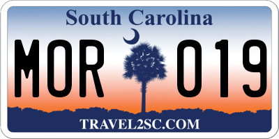 SC license plate MOR019