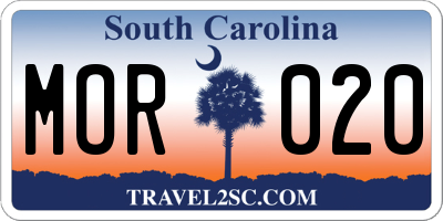 SC license plate MOR020