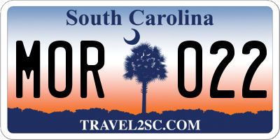 SC license plate MOR022