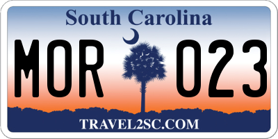 SC license plate MOR023