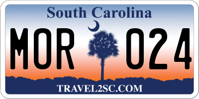 SC license plate MOR024