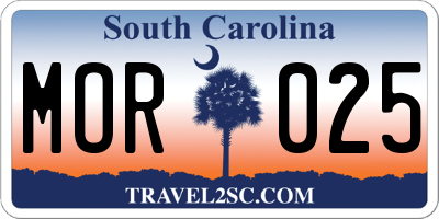 SC license plate MOR025