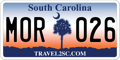 SC license plate MOR026