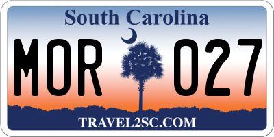 SC license plate MOR027