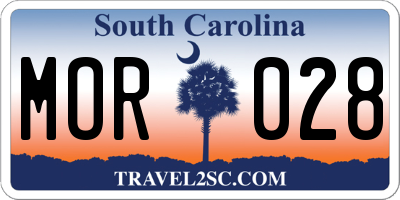 SC license plate MOR028