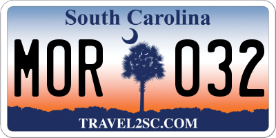 SC license plate MOR032