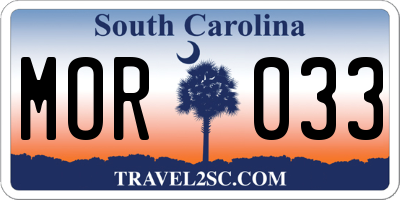 SC license plate MOR033