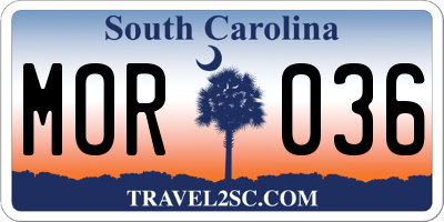SC license plate MOR036