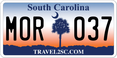 SC license plate MOR037