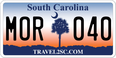 SC license plate MOR040