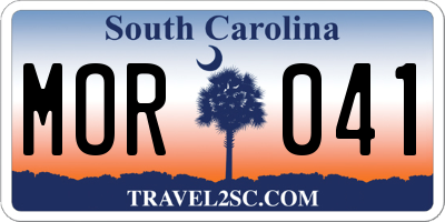SC license plate MOR041