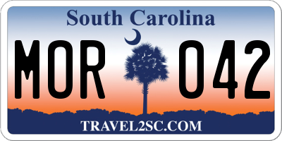 SC license plate MOR042