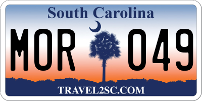 SC license plate MOR049