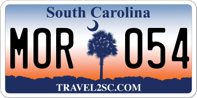 SC license plate MOR054