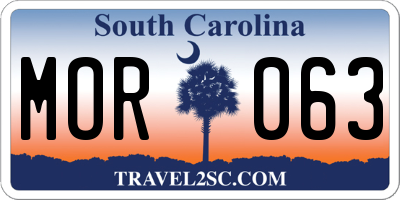 SC license plate MOR063