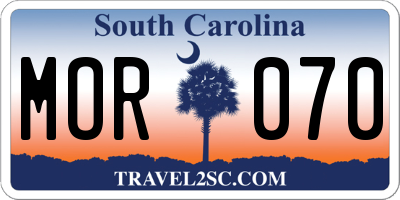 SC license plate MOR070