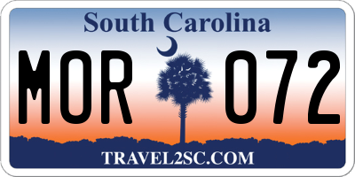 SC license plate MOR072