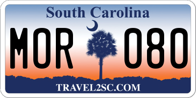 SC license plate MOR080