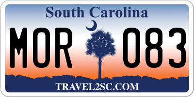 SC license plate MOR083