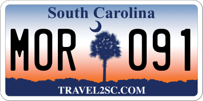 SC license plate MOR091